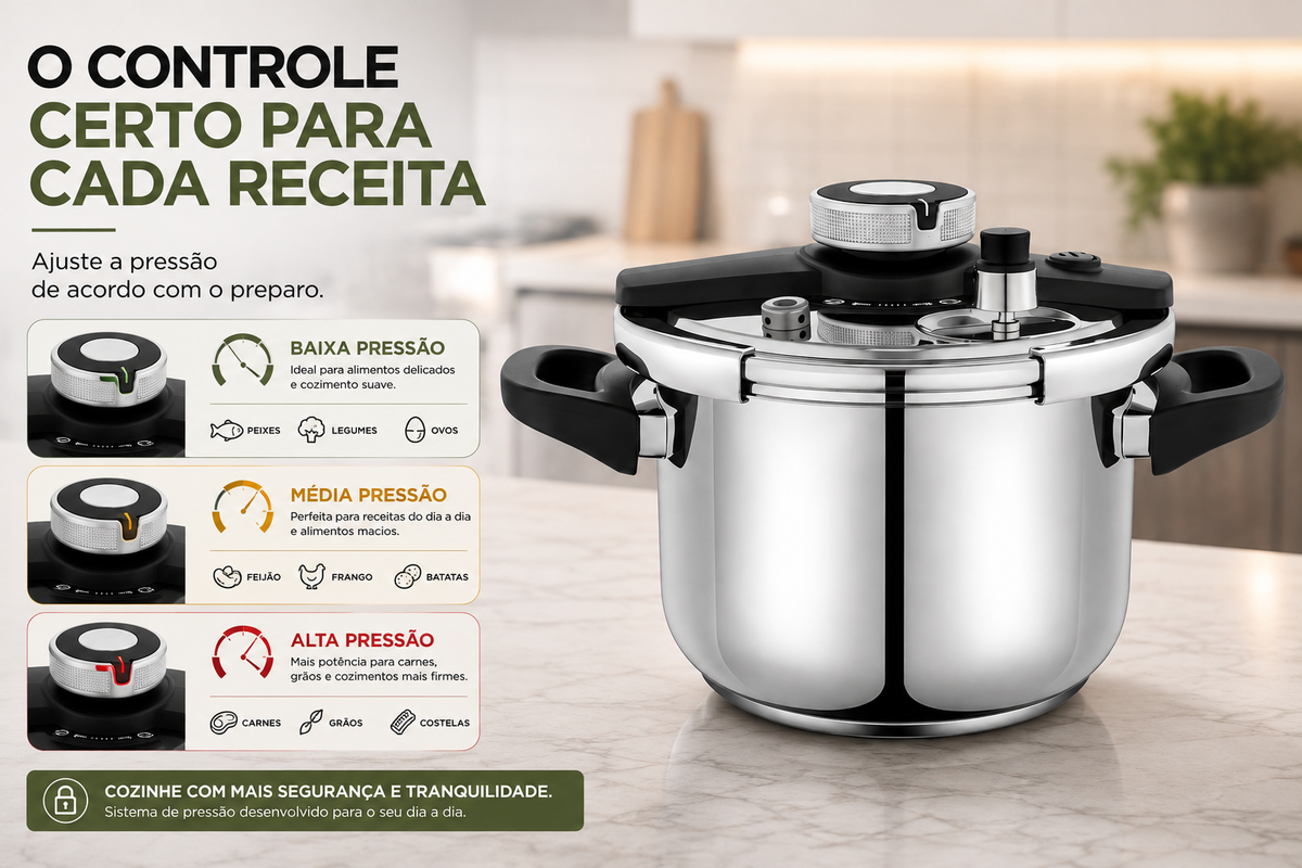 Kit 2 Panelas de Pressão Inox 4L | Compre 1 e Leve 2